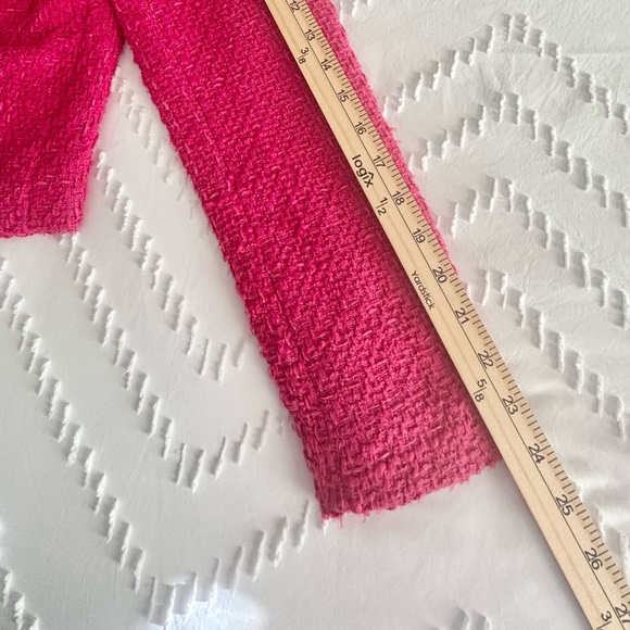 RACHEL ZOE FUCHSIA TWEED CROPPED BLAZER WITH GOLD TONE BUTTONS SZ XS - Picture 12 of 13